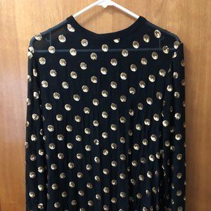 Suno Sheer Black and Gold Sequins Top